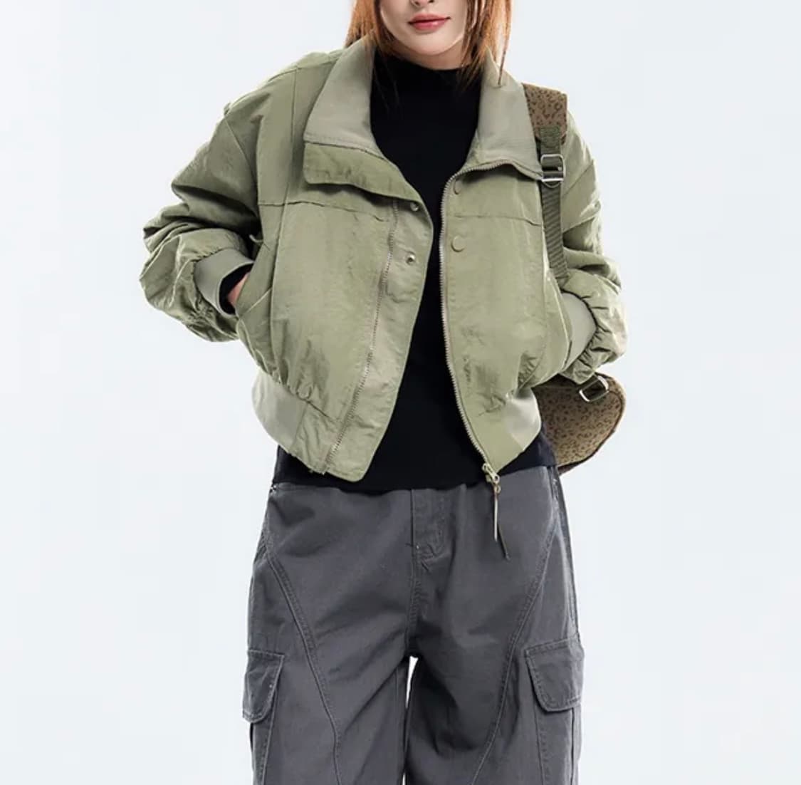 오사와 와일드 밴딩 숏 봄버 자켓 카키 상품이미지3