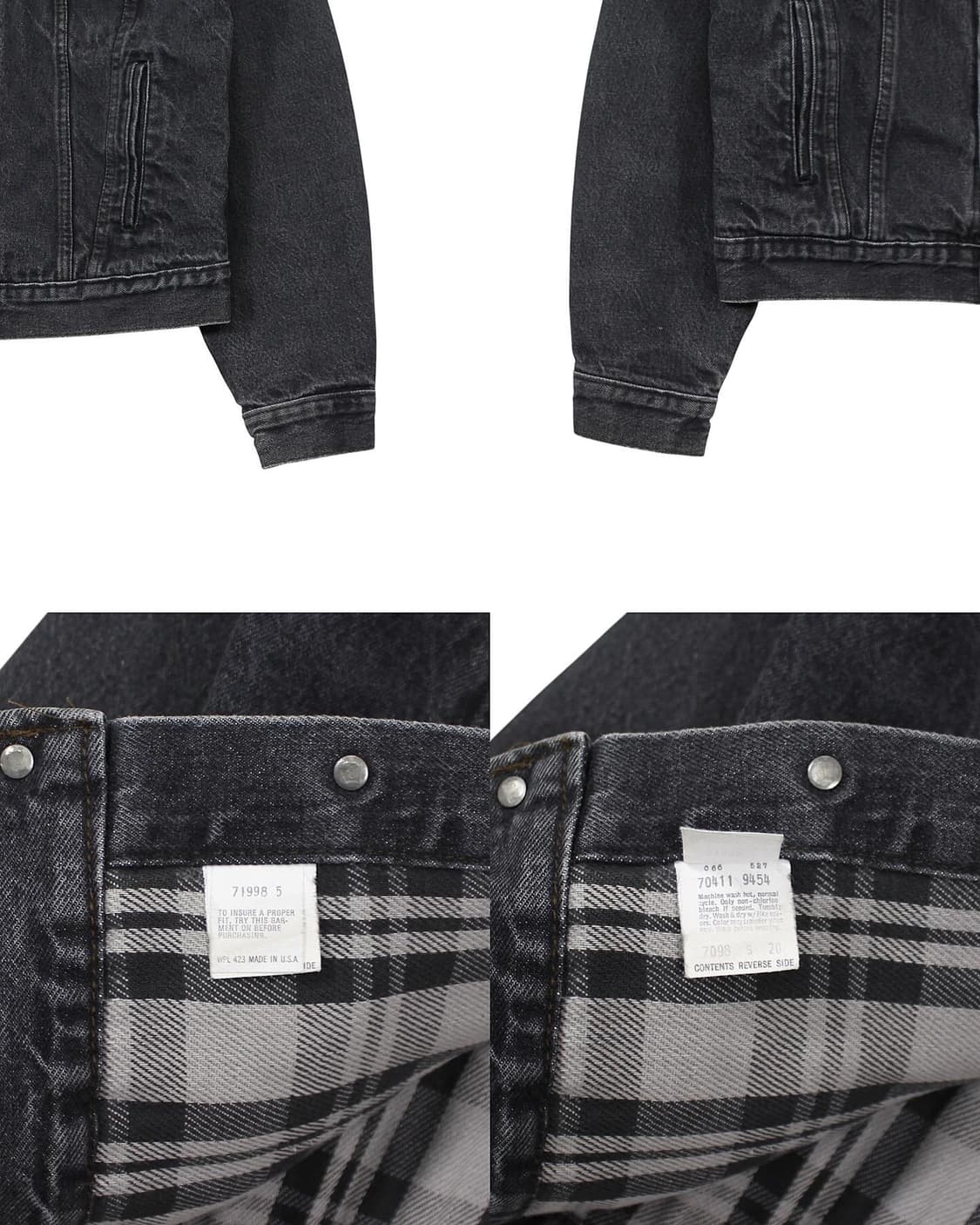 1986 USA 리바이스 70411-9454 블랙 데님 자켓 빈티지 미제 상품이미지7
