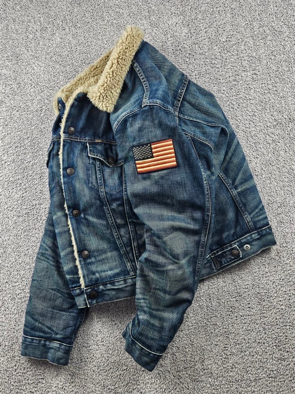 폴로랄프로렌 성조기 패치 쉐르파 데님 트러커 자켓 ( M )/ 10807 상품이미지3