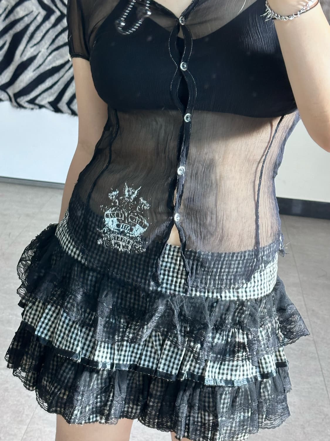 printing detail mesh shirt 상품이미지2