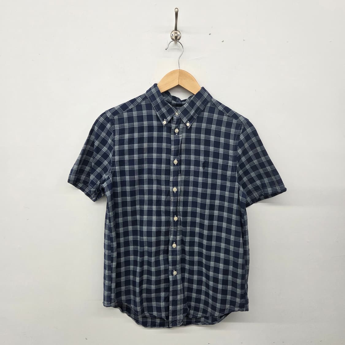 폴로 랄프로렌 체크 반팔 셔츠 네이비 여L 상품이미지1