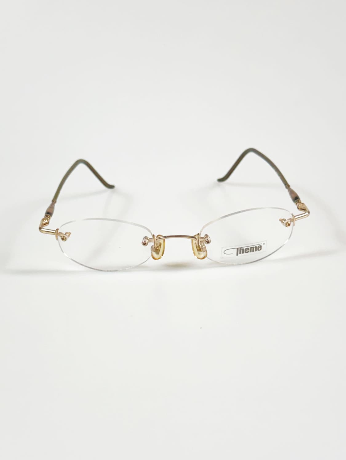 90s THEME 골드 오벌 무테 메탈 빈티지 안경 상품이미지1