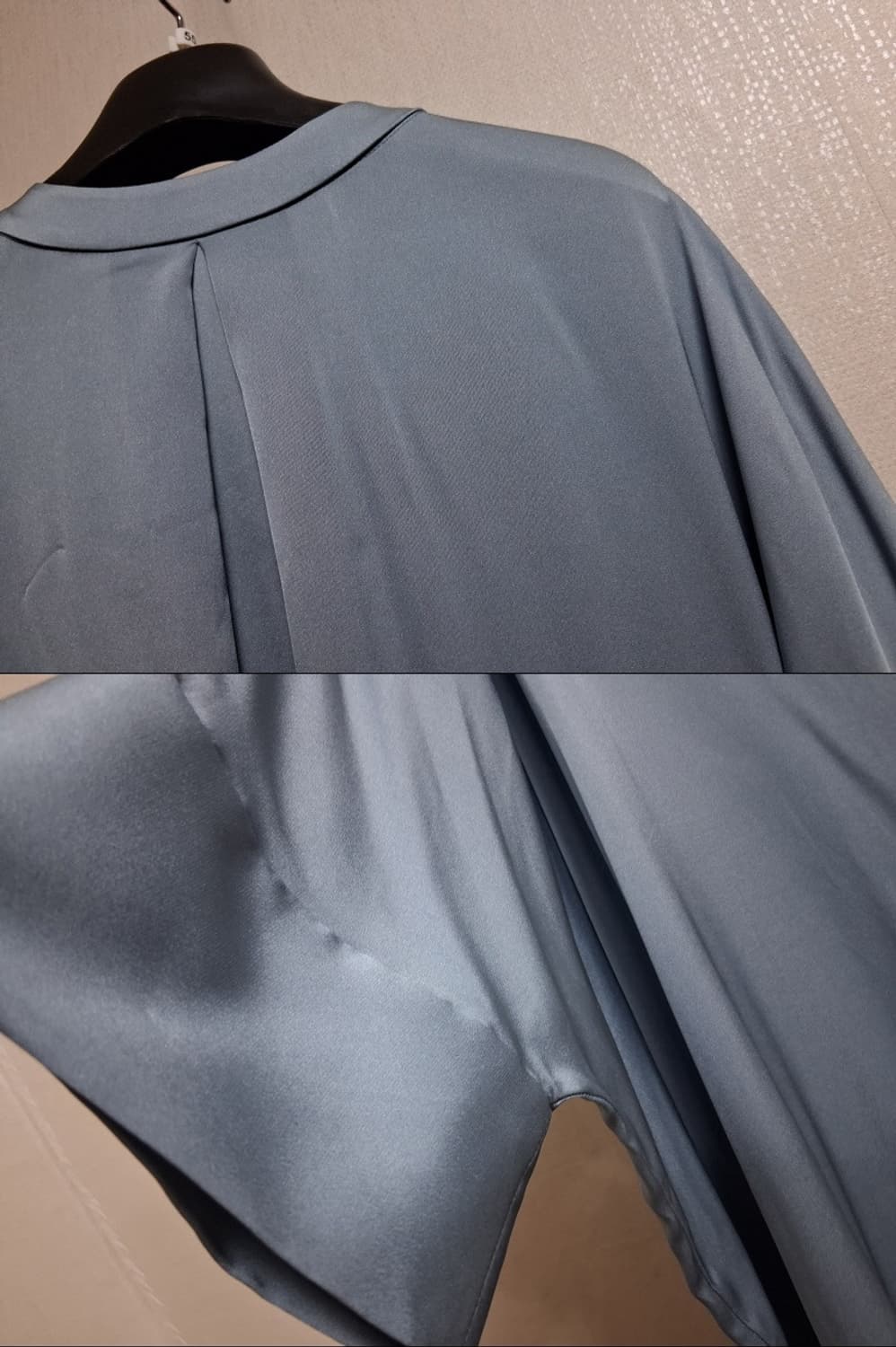 일본수입빈티지 브랜드 DRESS HERSELF 오버핏 블루 실크 셔츠원피 상품이미지6