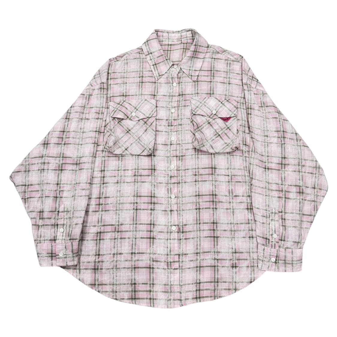 애즈이프캘리 더티 워싱 오버핏 체크 셔츠 남방 핑크 상품이미지1