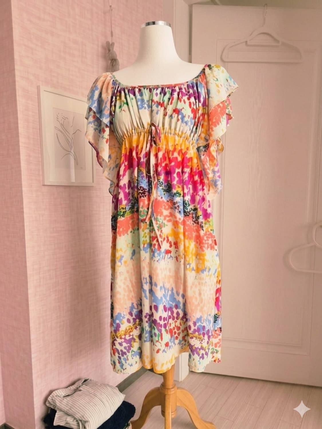  H&M 가든 컬렉션 수채화 플라워 러플 원피스 상품이미지1