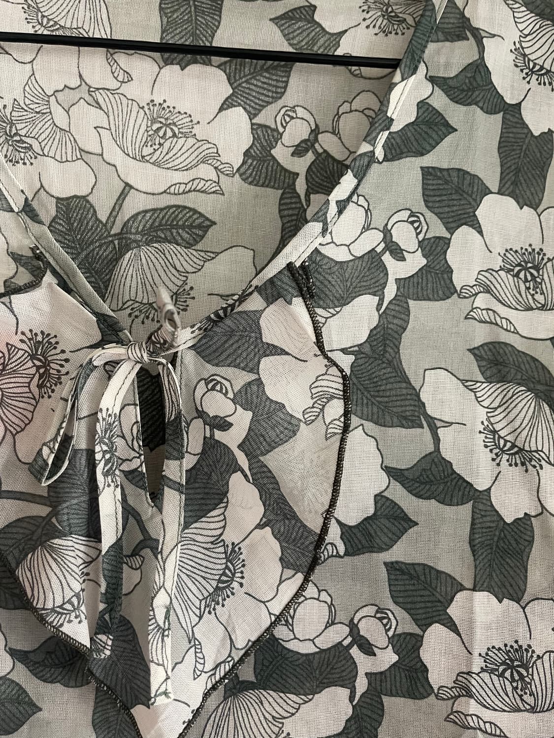 숲모리 하구미 나무잎 패턴 그린 칠부 상품이미지2