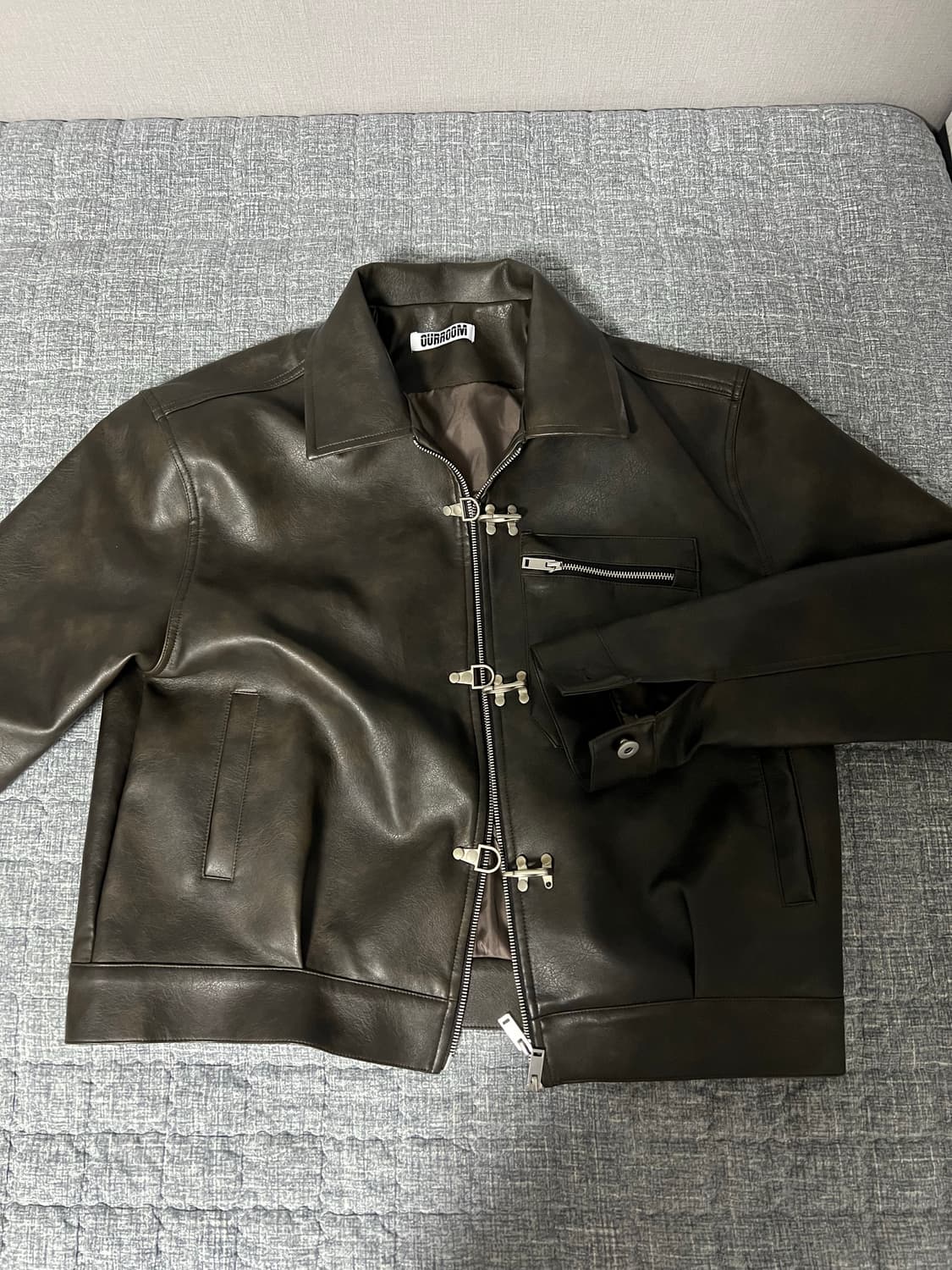 수우드 파이어버클 크롭 레더자켓 (free) 상품이미지2