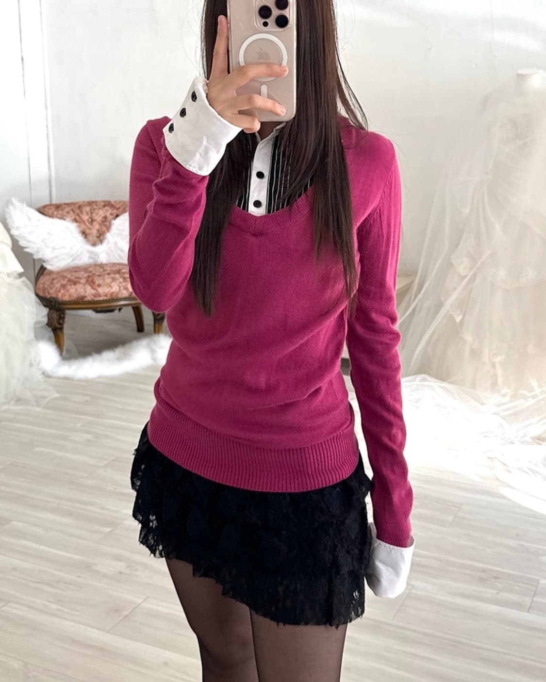 Black lace frilled mini skirt  상품이미지9