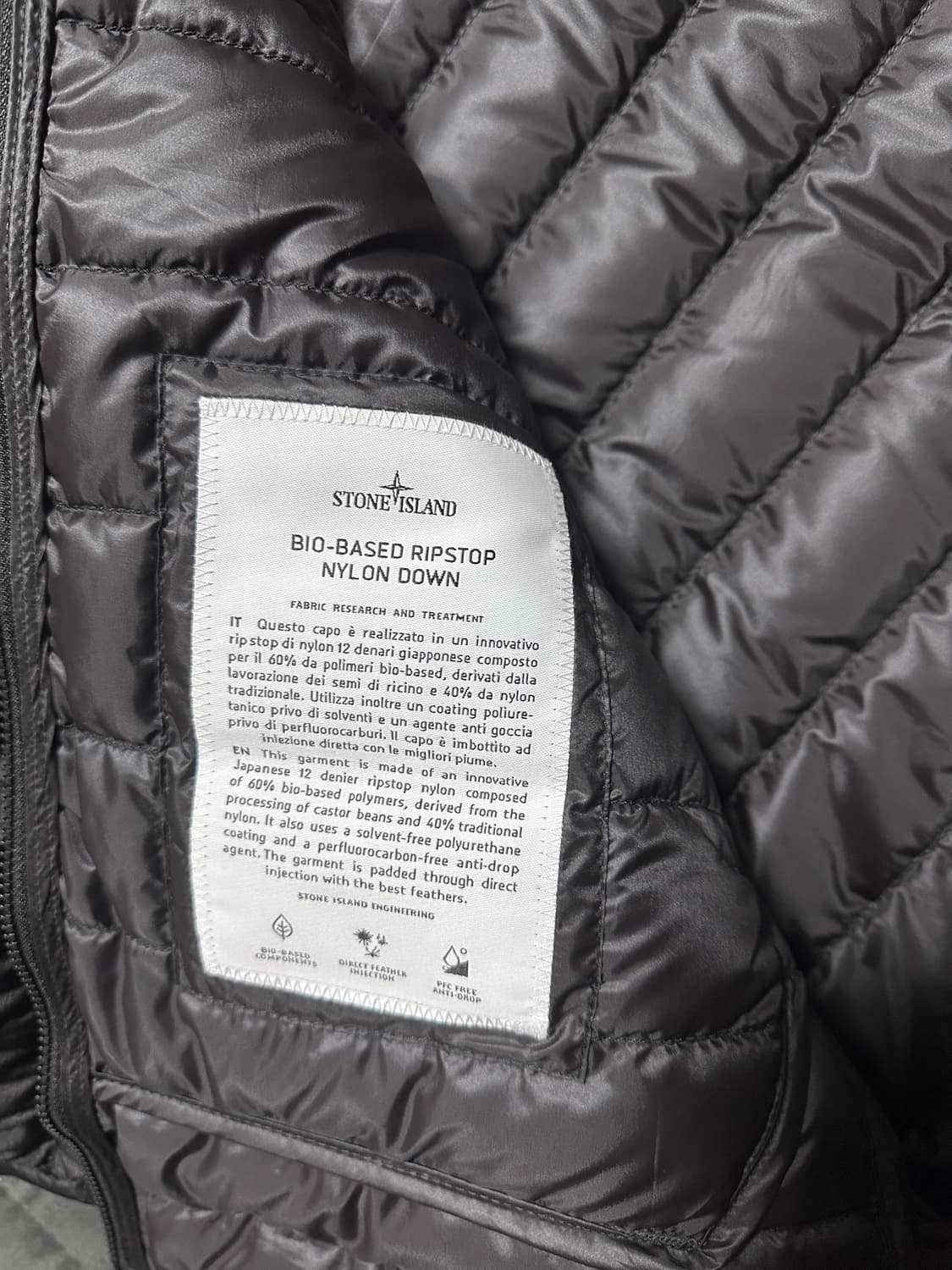 [L] 스톤 아일랜드 나일론 립스탑 후드 다운 경량패딩 자켓 블랙 상품이미지6