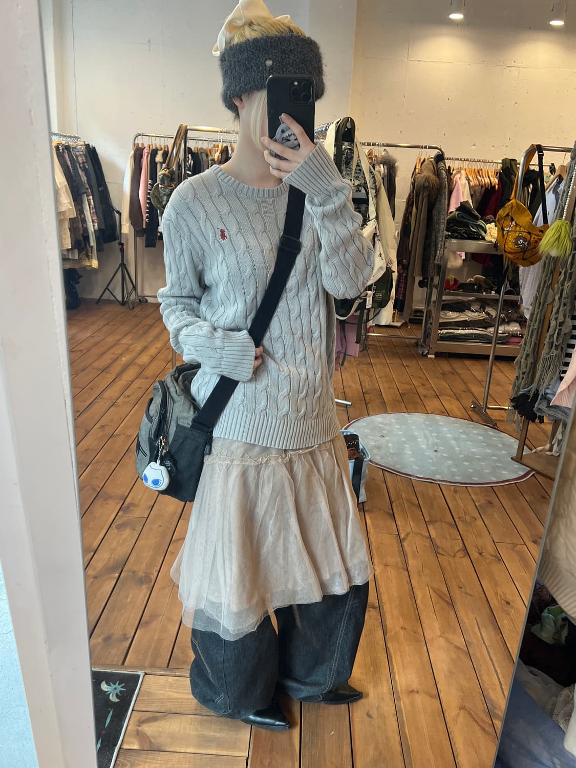 폴로 그레이쉬 베이지 꽈배기 니트 상품이미지4