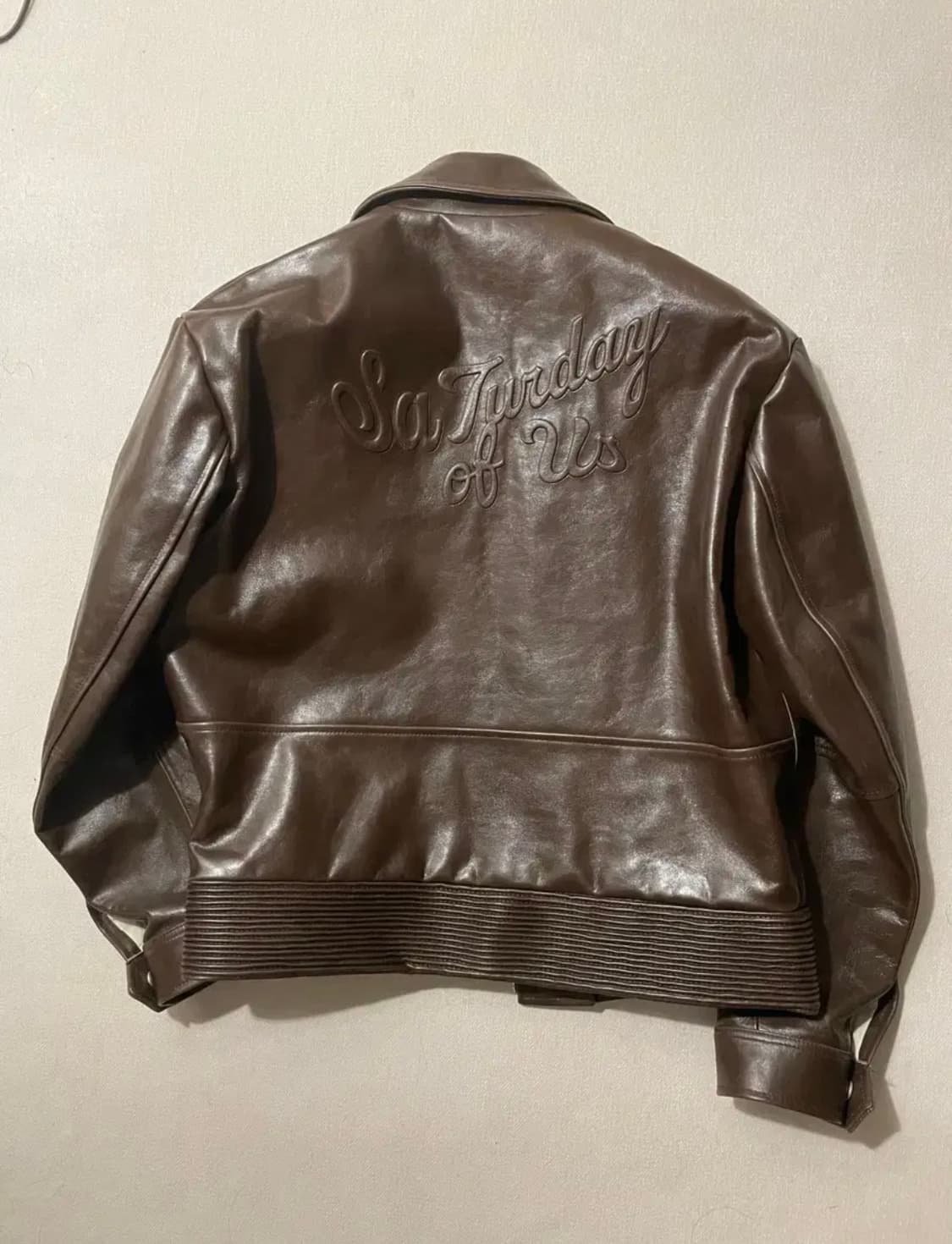 STU 엠브로이드 레더 자켓 브라운(M) 상품이미지1