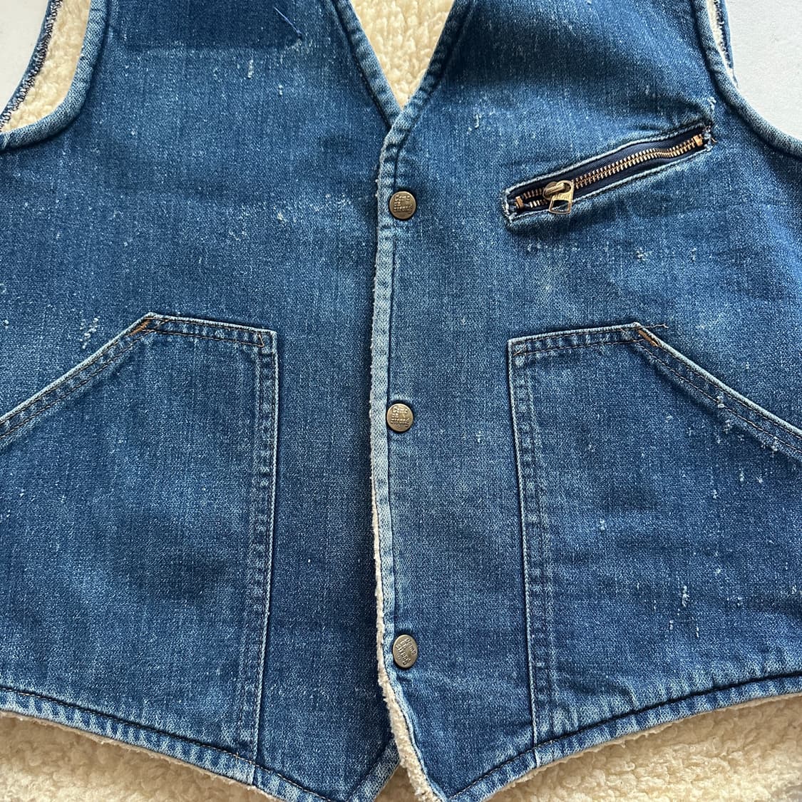 70s 컴온스트롱 웨스턴 렌치 데님 보아 베스트  MADE IN USA 상품이미지4