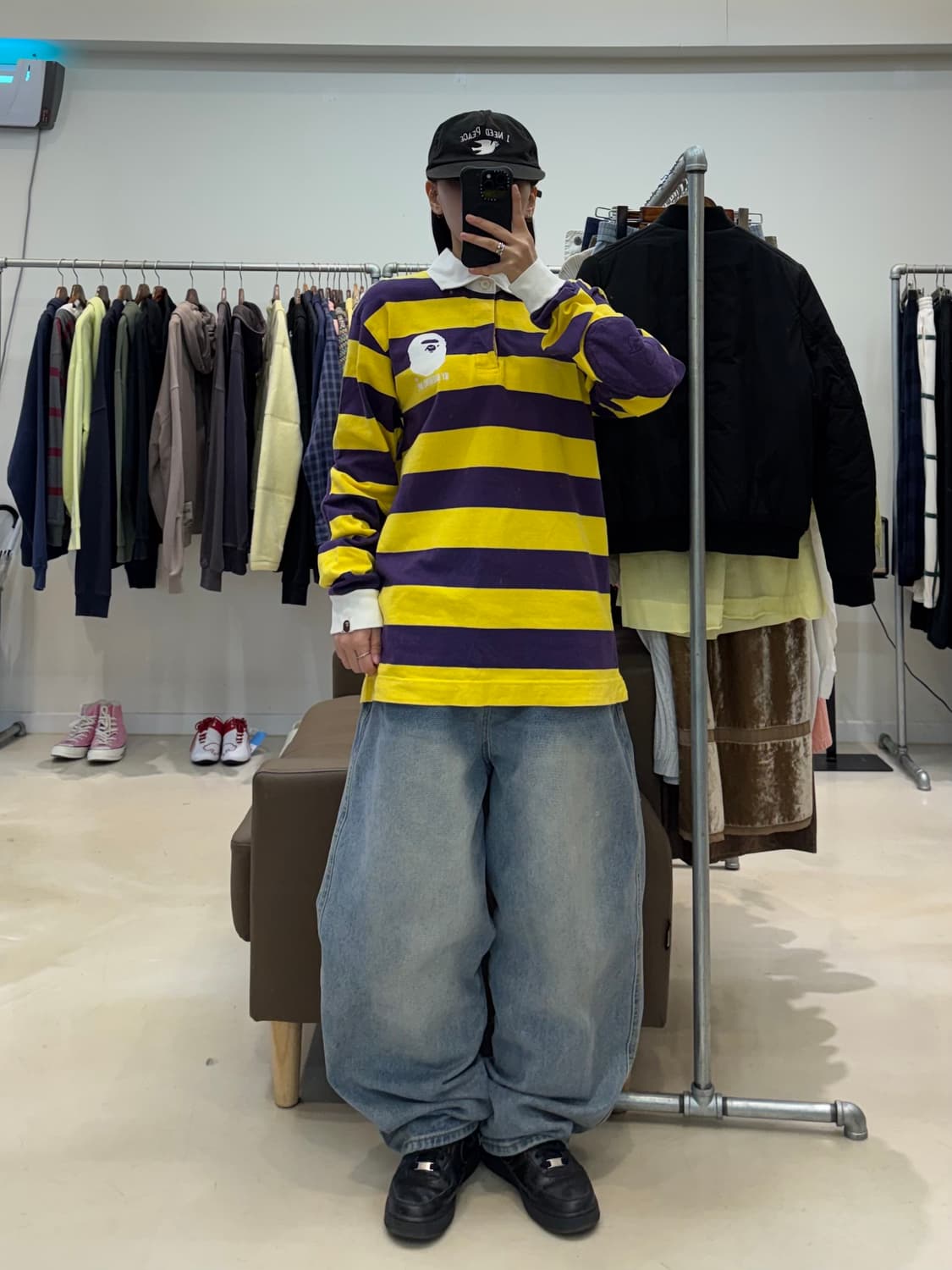 베이프 스트라이프 긴팔 럭비 셔츠 상품이미지6