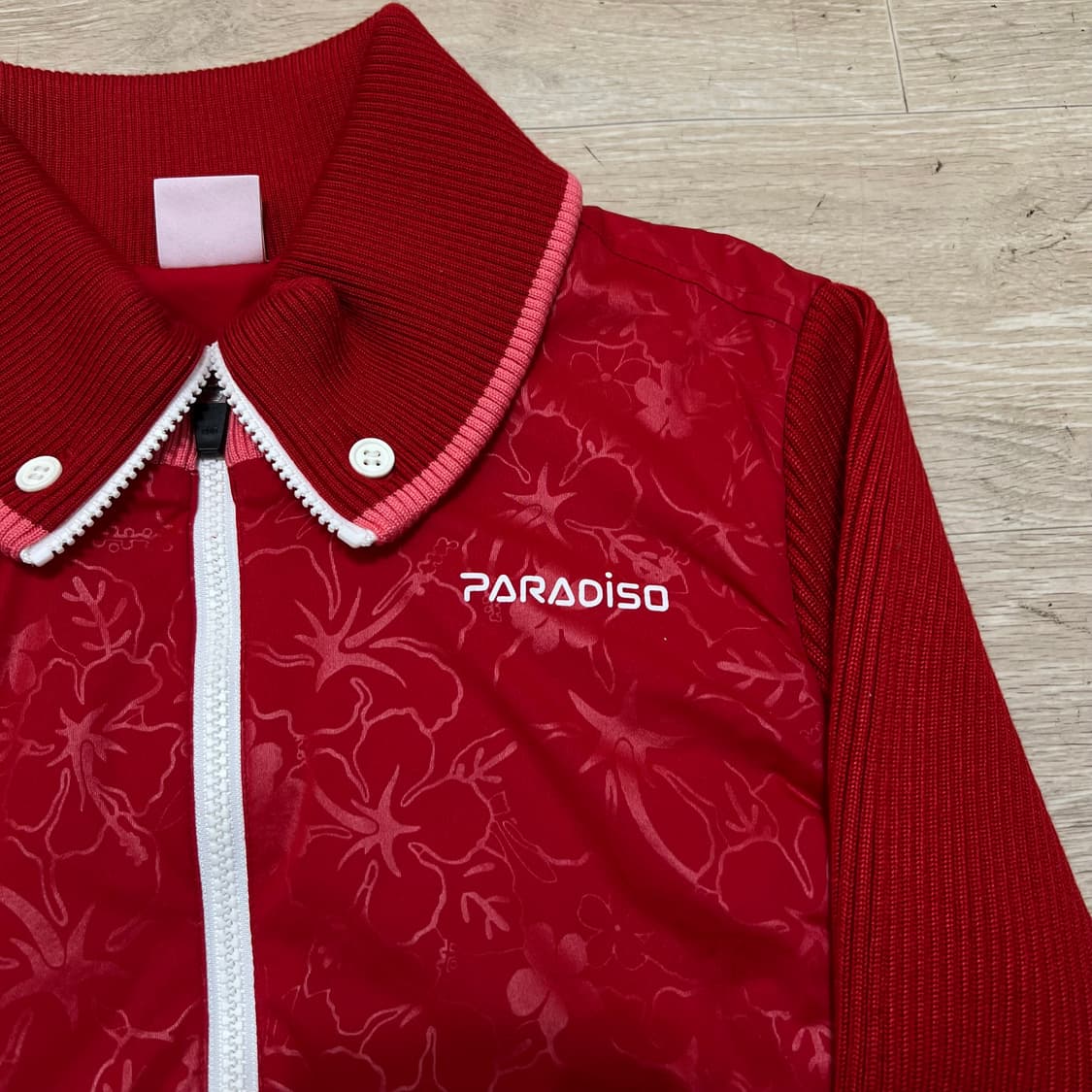 파라디조 여성 골프웨어 골프복 배색 방풍 집업니트 [레드] M/95 상품이미지4
