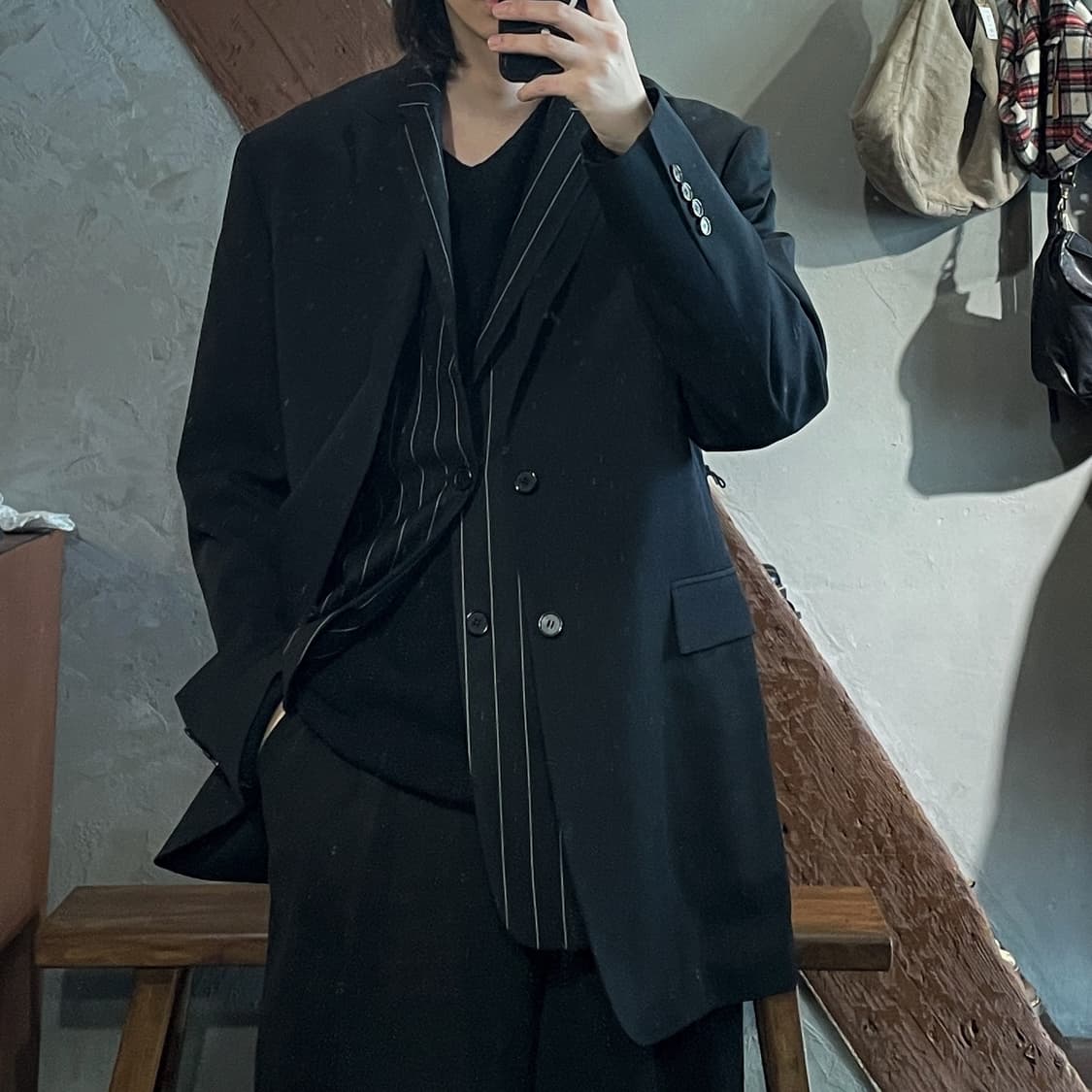 준지 핀스트라이프 레이어드 테일러드 자켓 상품이미지2