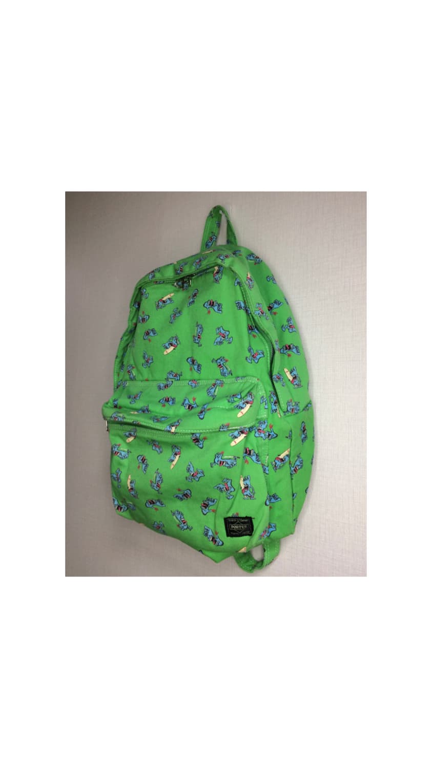 porter x beams 포터 빔즈 콜라보 프린팅 그린 백팩 상품이미지5