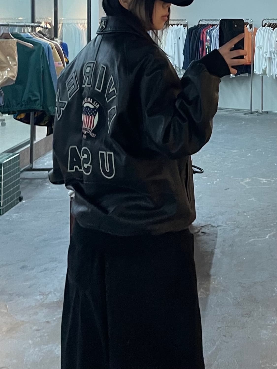 아비렉스 빅로고 램스킨 블랙 A-2 레더 자켓 H1598 상품이미지2