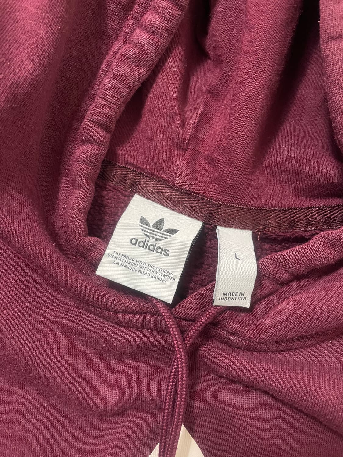 빈티지9. 아디다스 버건디 후드티 후디 빅로고 트레포일 기모 스웻 상품이미지3
