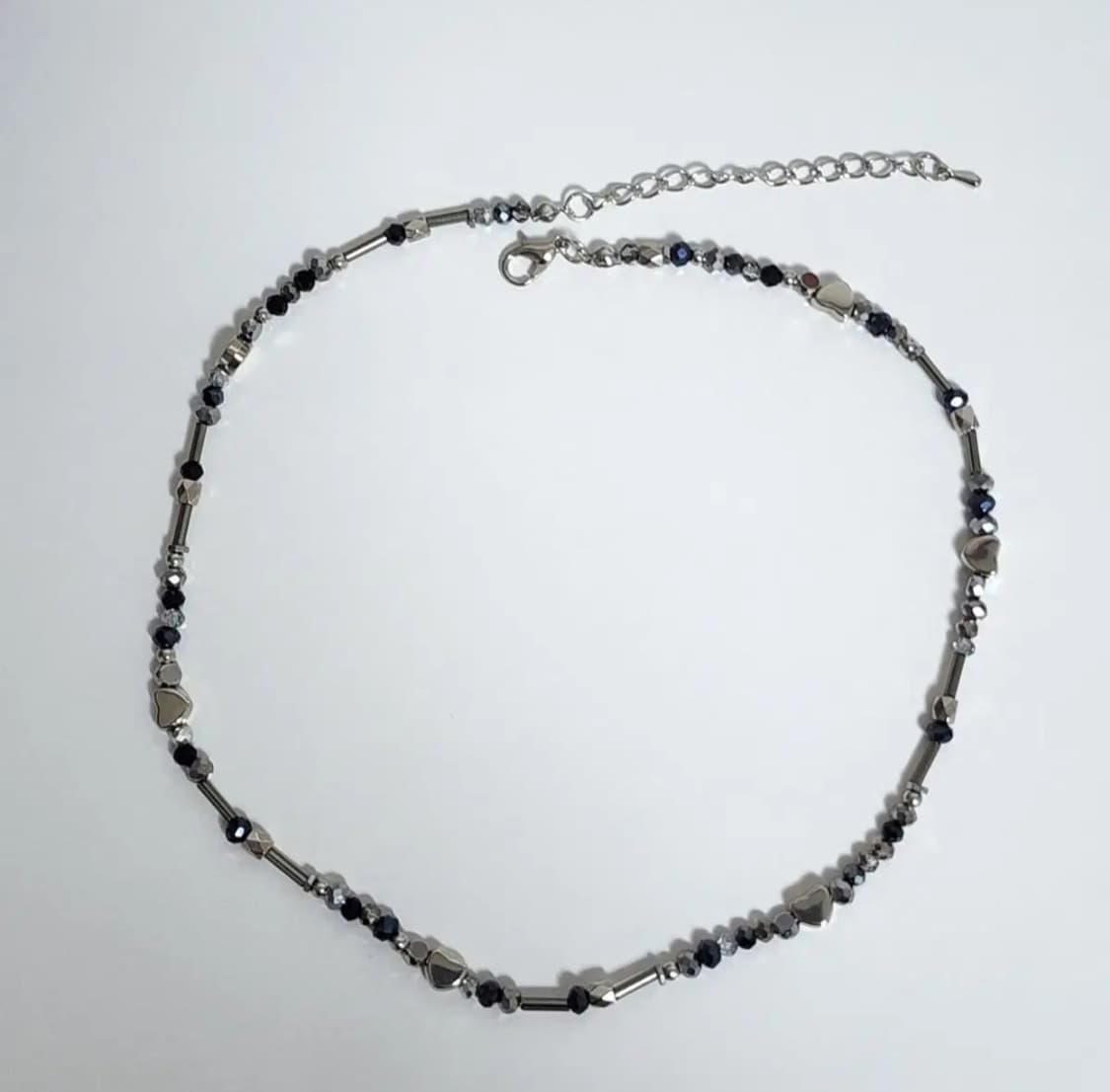 실버 블랙 하트 비즈 목걸이 상품이미지1