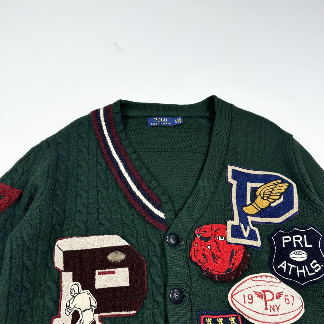 폴로 랄프로렌 클래식 패치 헤비 울 니트 가디건 실측M 상품이미지2