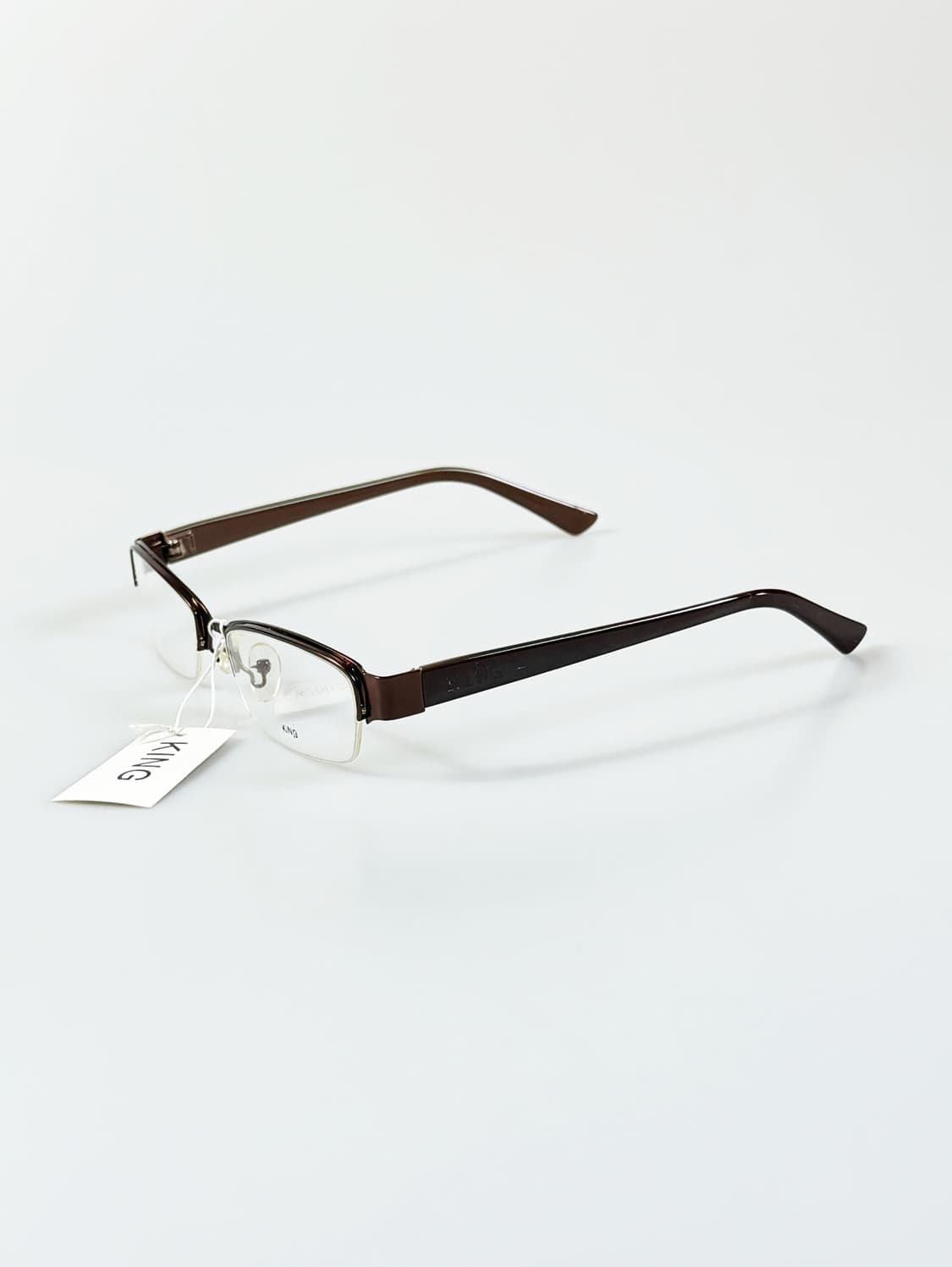 90s KING 브라운 메탈 반무테 프레임 빈티지 안경 상품이미지3