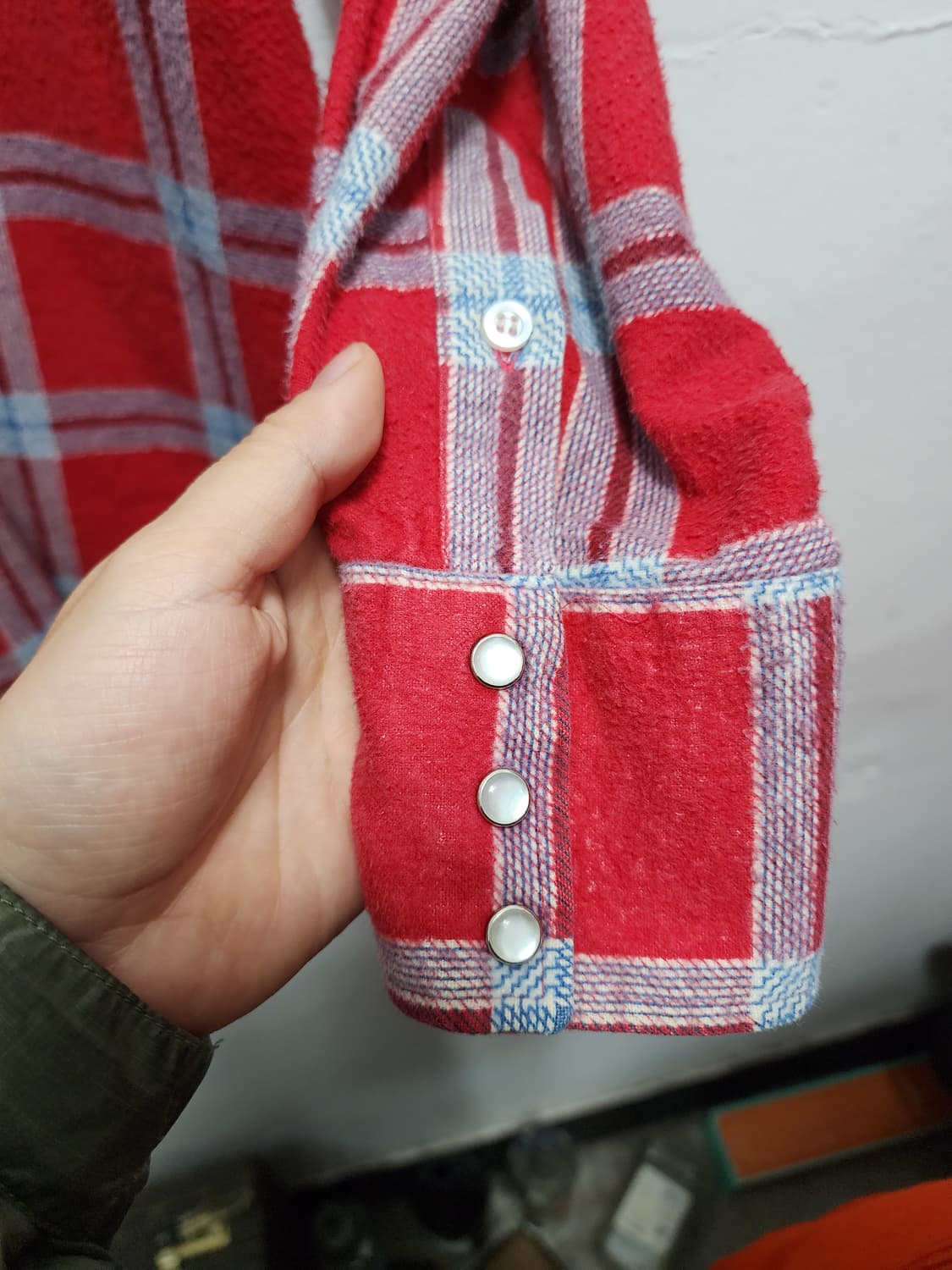 80s 빈티지 이글 크레스트 플란넬 버튼다운 셔츠 상품이미지4