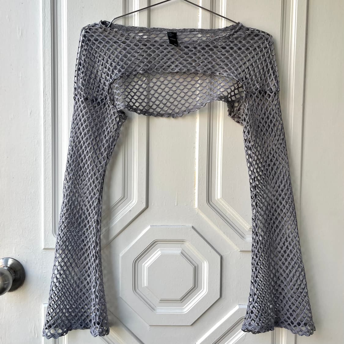 Vintage knit 빈티지 그물 니트 볼레로 가디건 그레이 상품이미지2