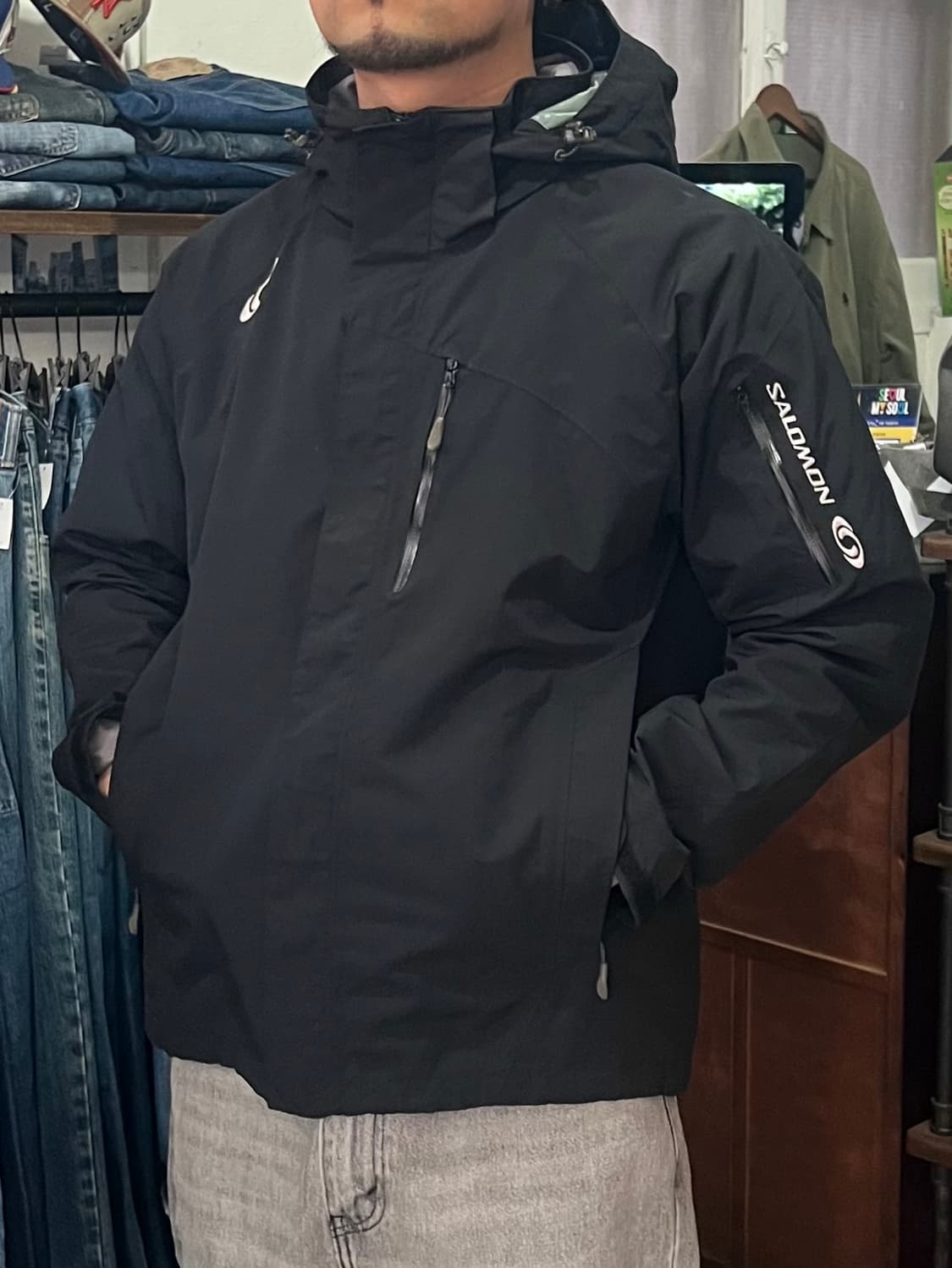 살로몬 바람막이 블랙 M 상품이미지1