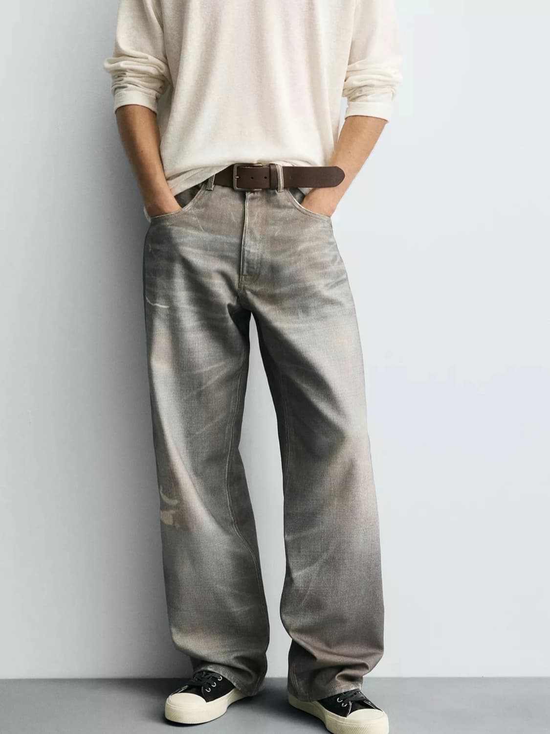 Zara 자라 워싱 프린트 배기핏 데님 팬츠 아크네 발렌시아가 상품이미지2