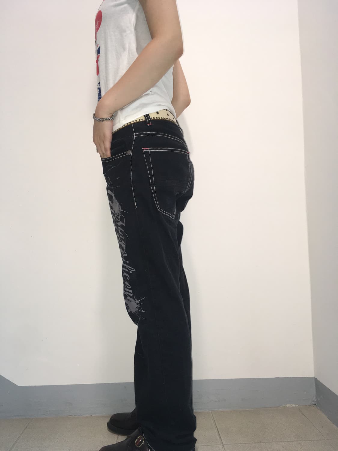 jpn vintage y2k black denim pants 상품이미지5