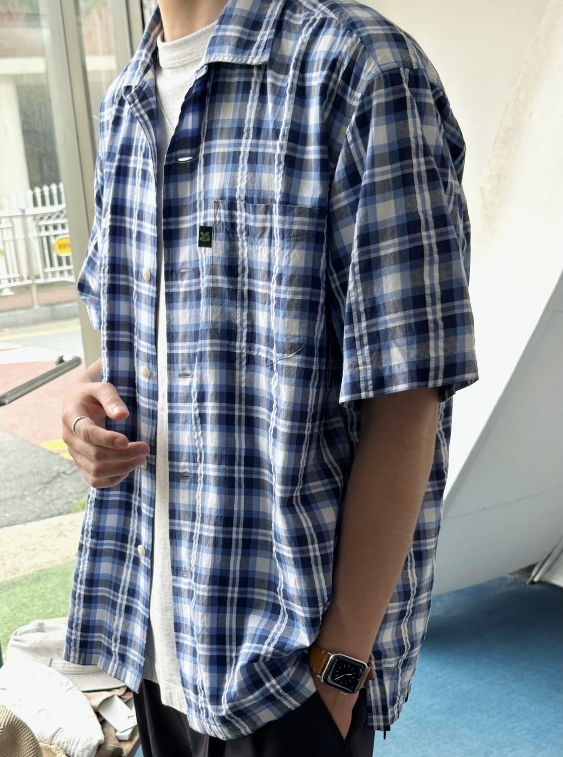 Natural sucker fabric check shirt 상품이미지10