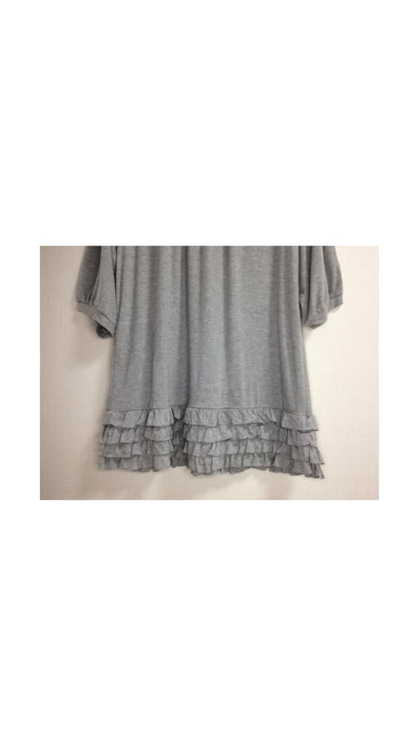 빈티지 그레이 겹프릴 셔링 원피스 상품이미지3