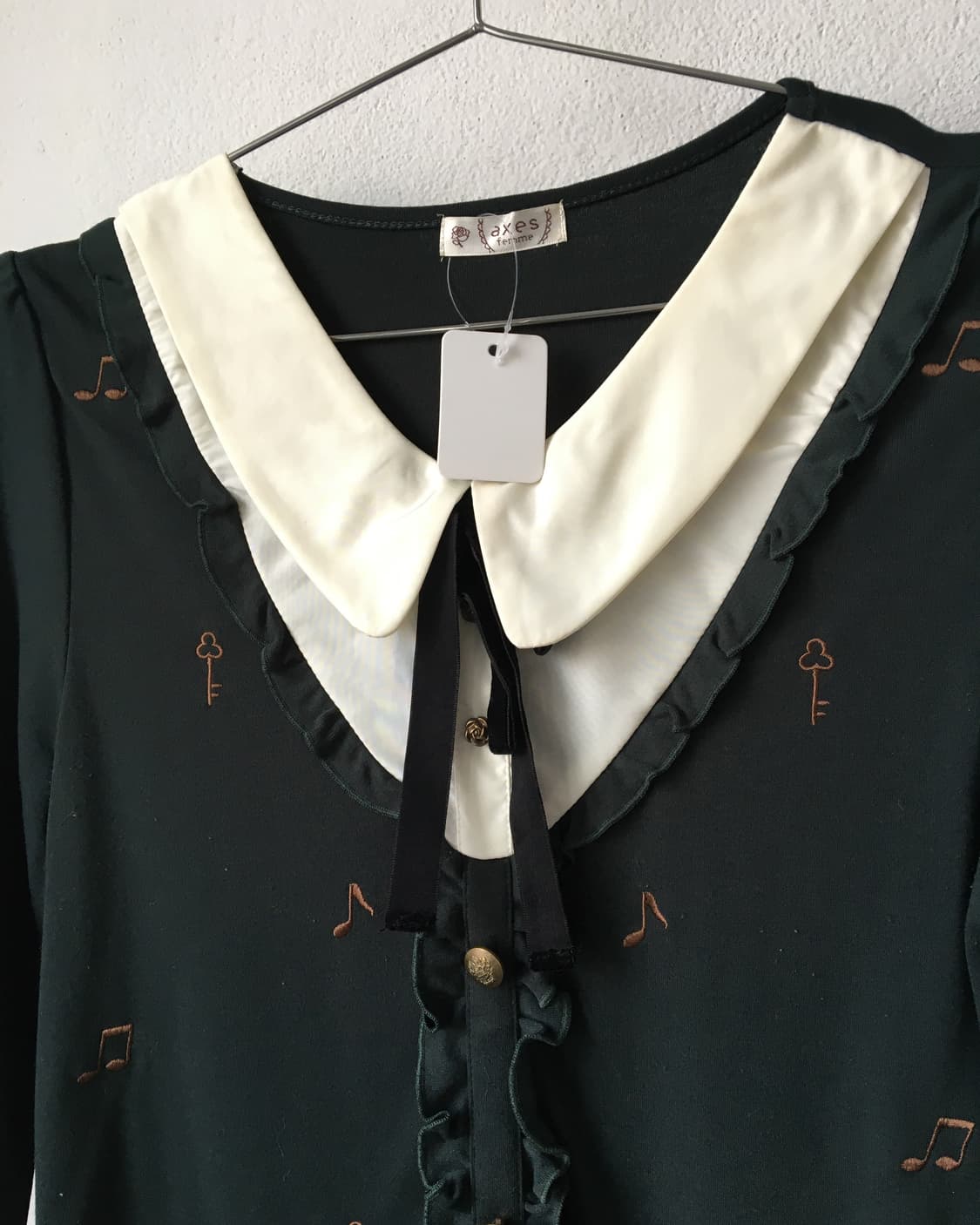 Axes femme note pattern blouse sleeve 상품이미지4