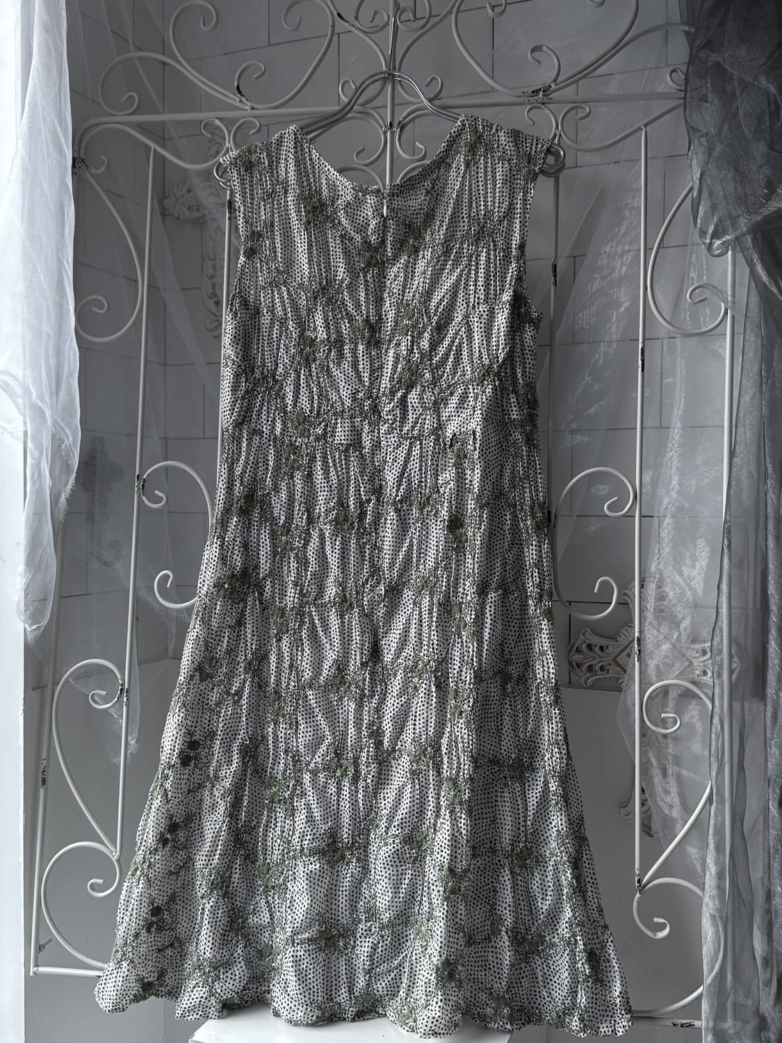 Embroidered Dot Seersucker Dress 0378 상품이미지4