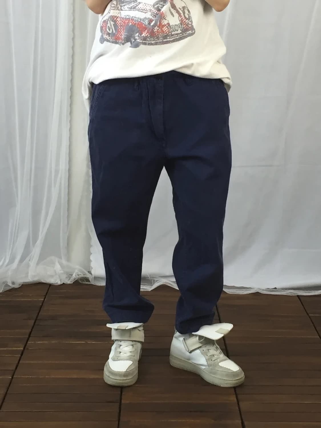 BEAMS Navy Cropped Chino Pants 상품이미지1