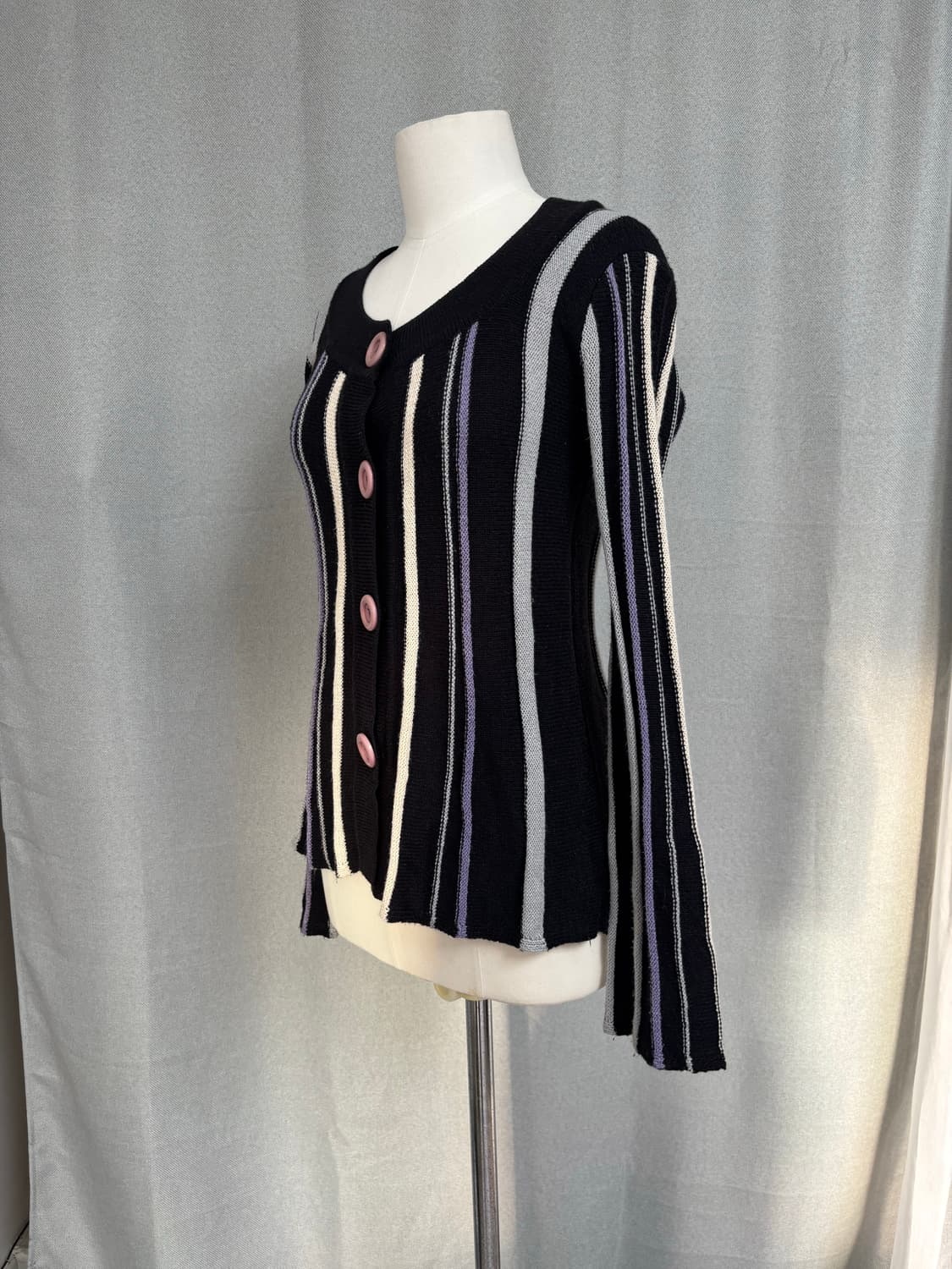  멀티 믹스 빅 버튼 빈티지 가디건 상품이미지2