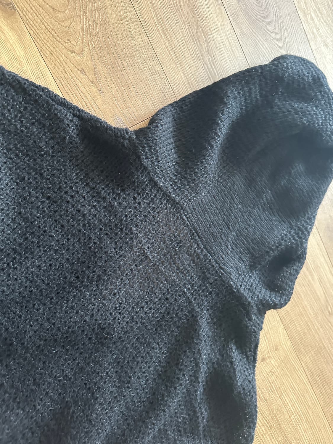 해칭룸 모헤어 니트 후드집업 블랙 3사이즈 상품이미지5