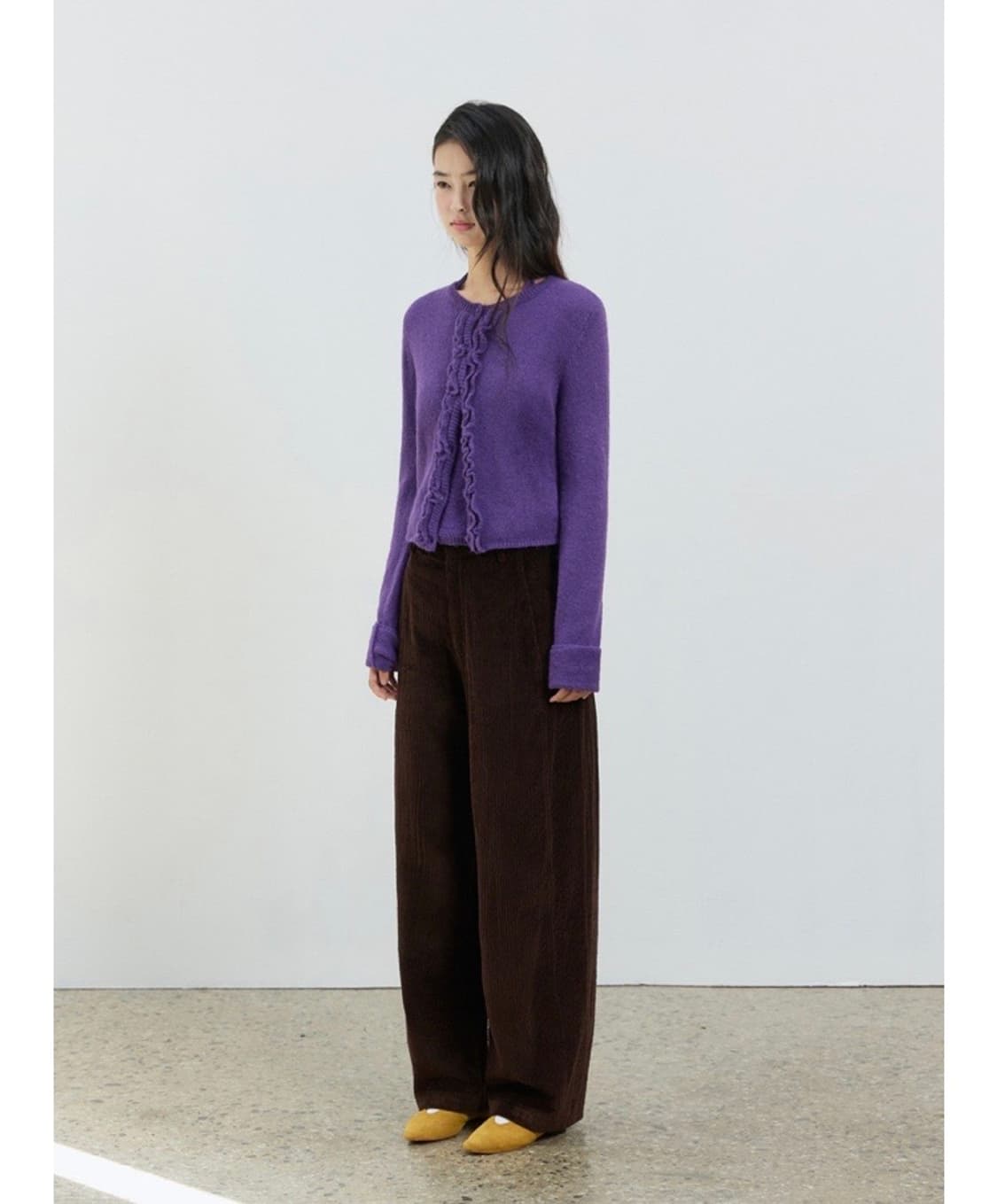 미치코런던 러플 울니트 가디건 퍼플 S 상품이미지9