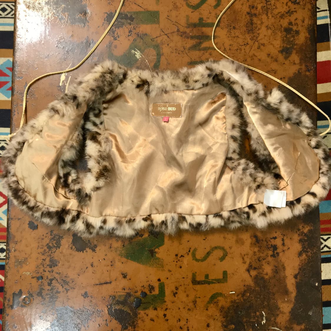 Japan VTG 레오파드 패턴 토끼털 퍼 조끼 베스트 여성 44 55 상품이미지4