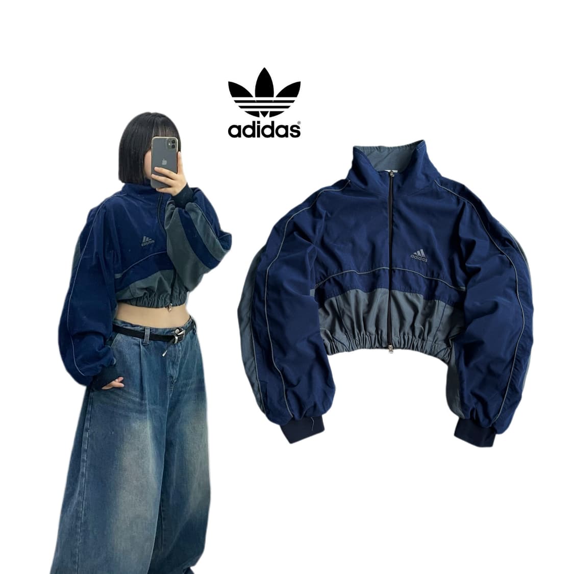 아디다스 90s 올드스쿨 크롭 바람막이 자켓 상품이미지1