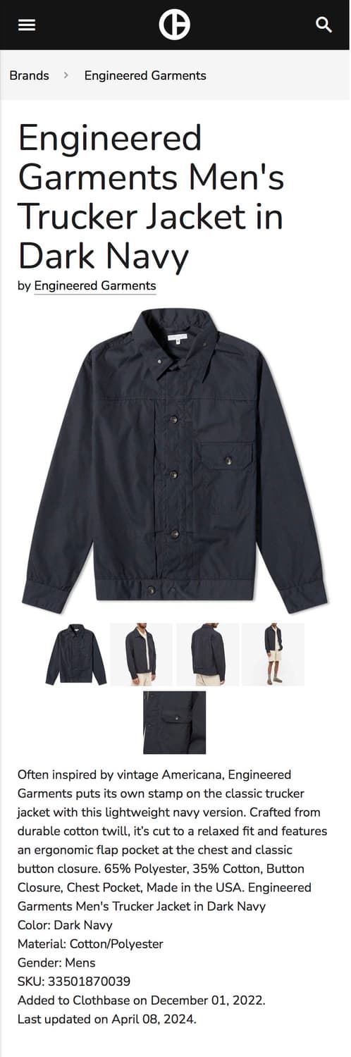 엔지니어드가먼츠/ 포플린 트러커 자켓, 다크 네이비, M사이즈 상품이미지9