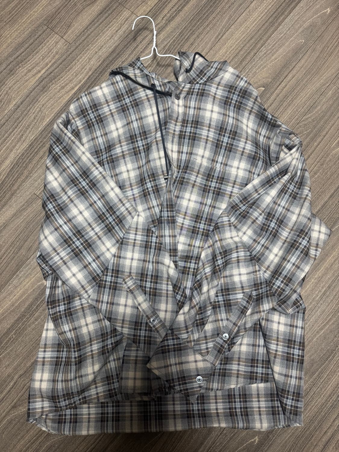 알렌느 체크후드셔츠 2사이즈 상품이미지1