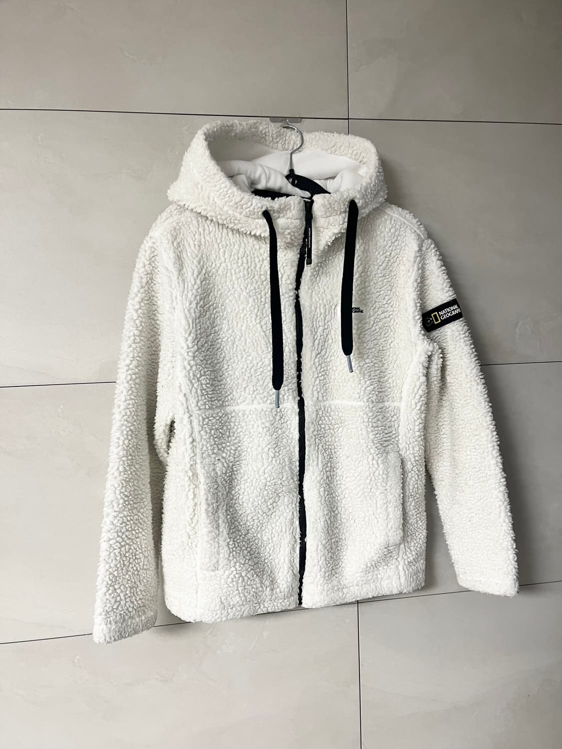 내셔널지오그래픽 뽀글이 후리스 후드집업 화이트  [S] 상품이미지2