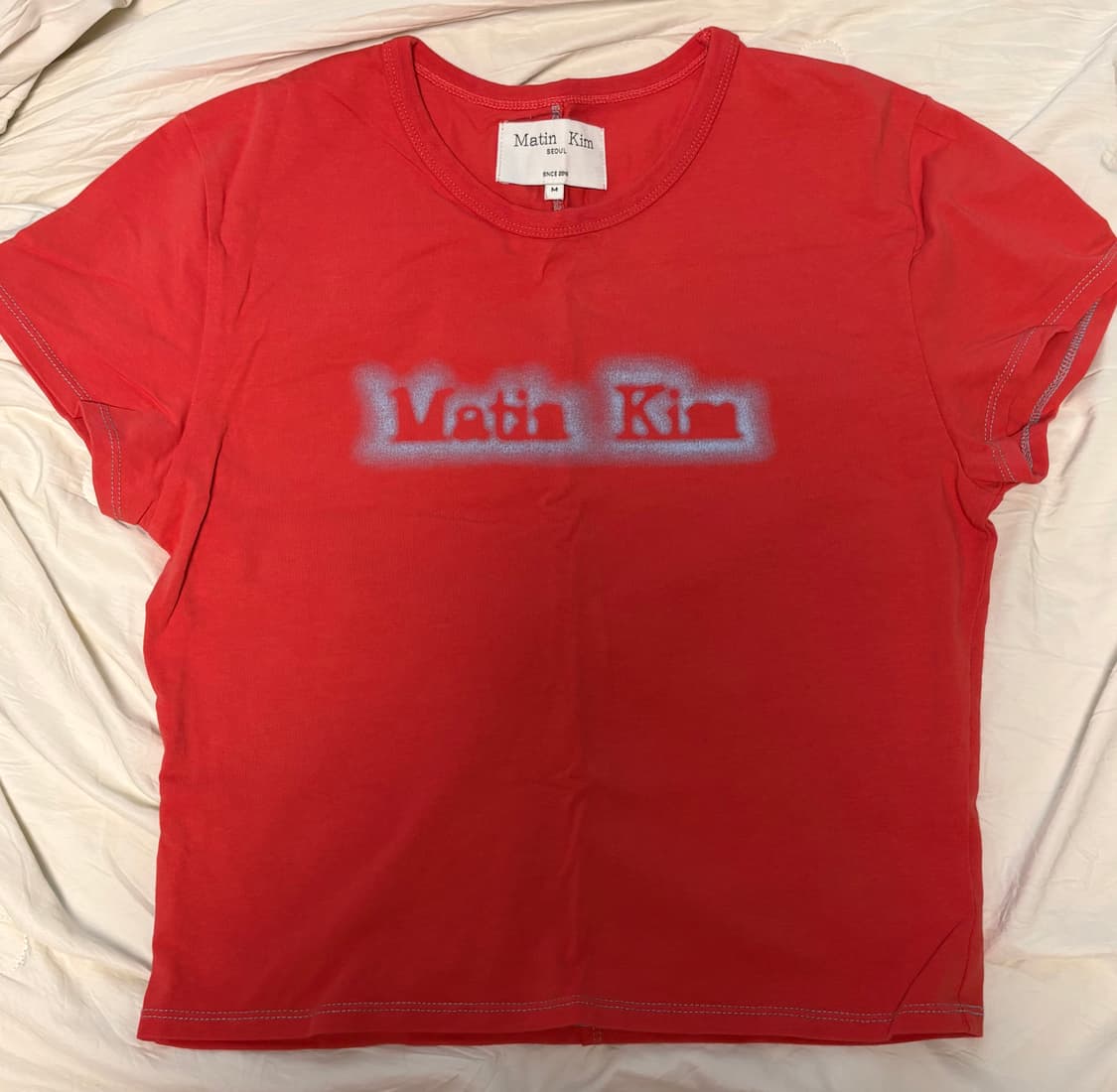 마뗑킴 로고반팔티 레드 (M사이즈) 상품이미지3