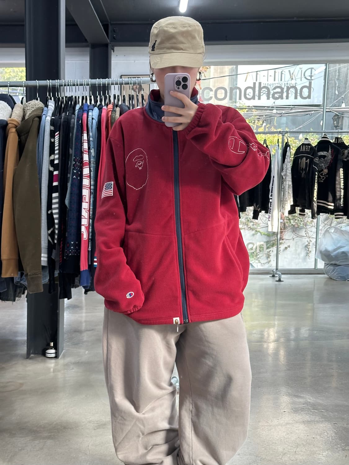 베이프 x 챔피온 17FW 사루 성조기 플리스집업 상품이미지2