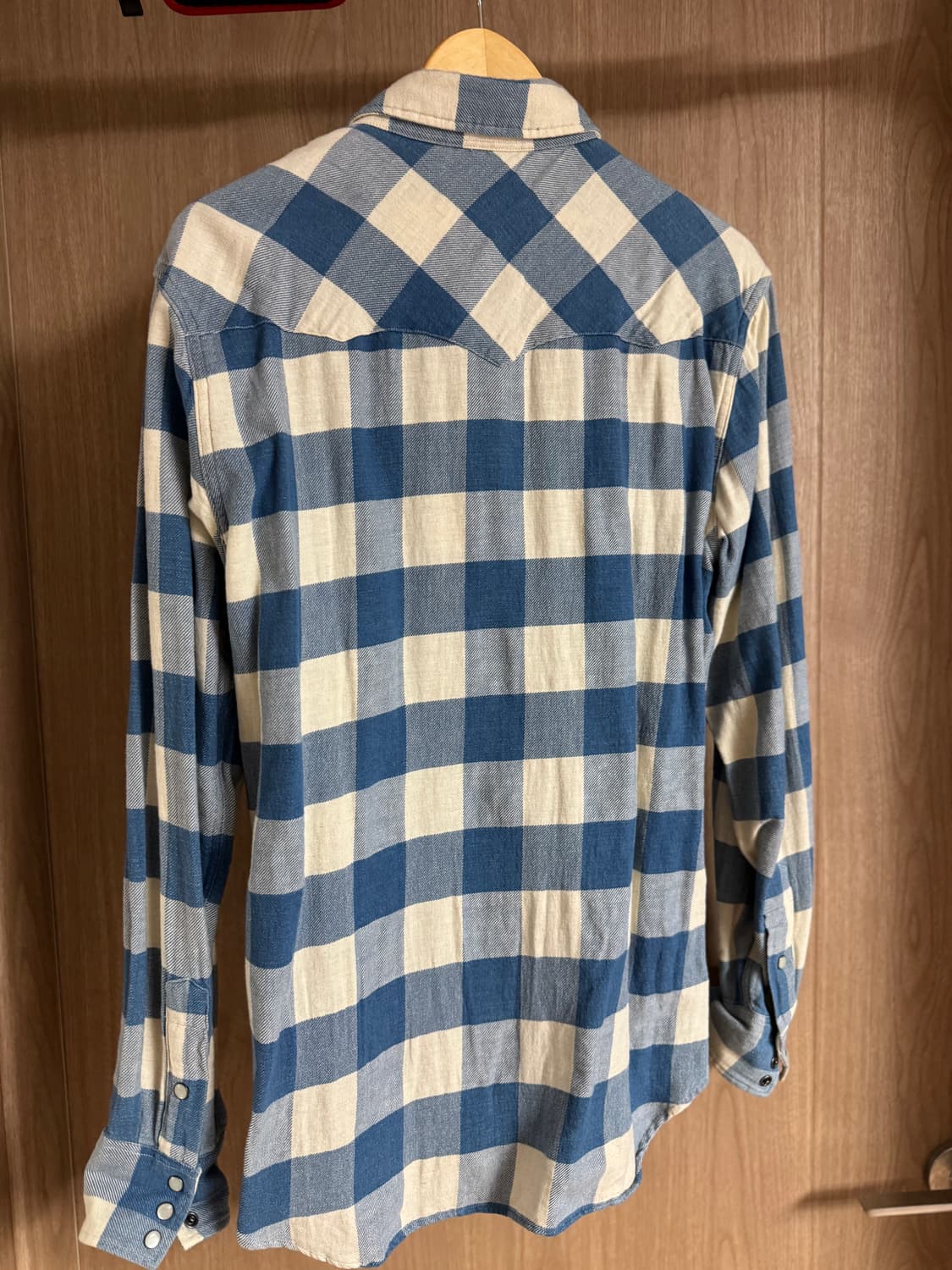 더블알엘(RRL) 슬림핏 플래드 트윌 웨스턴 셔츠 인디고 크림 L사이즈 상품이미지3