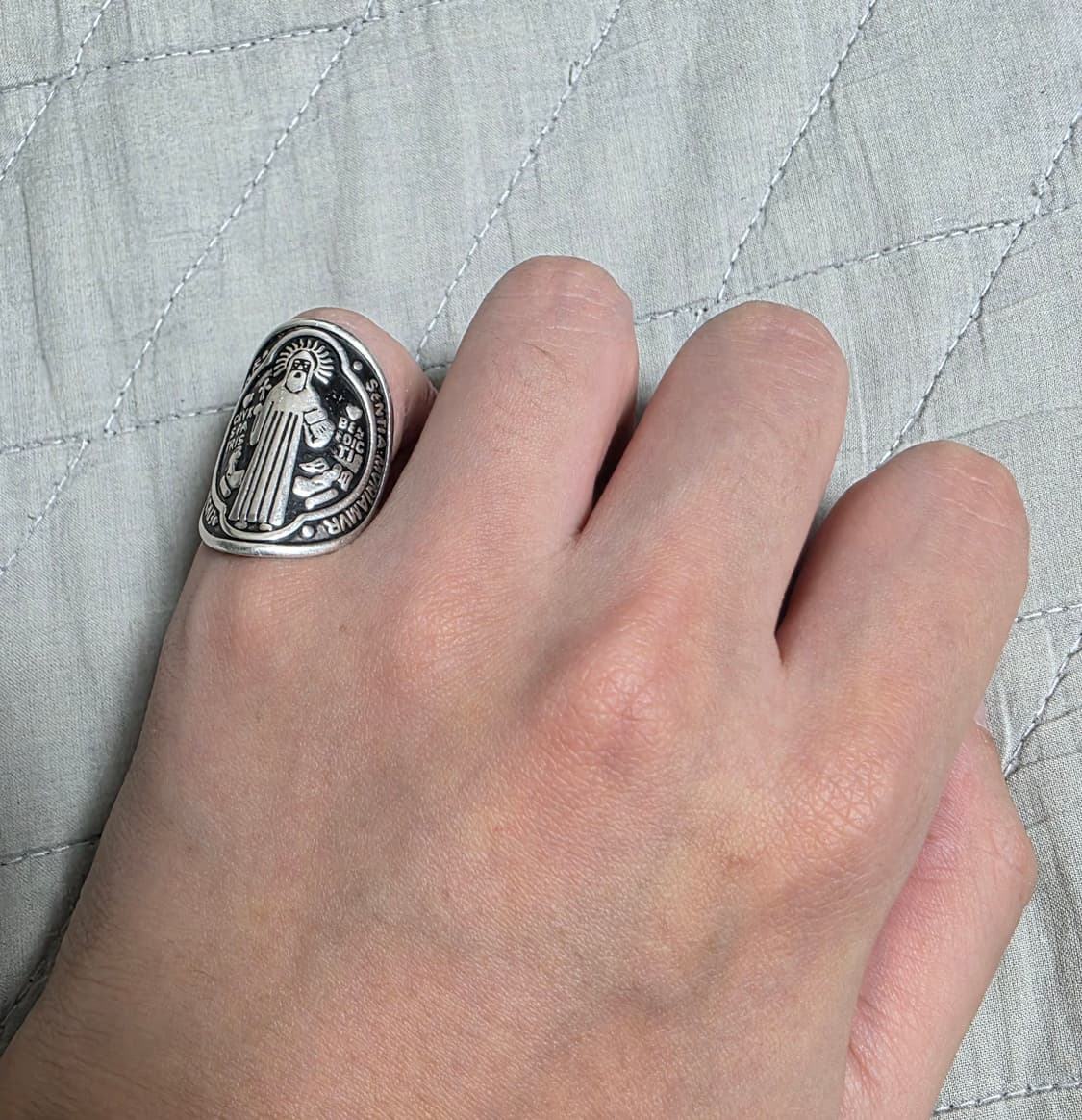 [13호] 빈티지 쥬얼리 멕시코 성 베네딕토 925 실버 은반지 상품이미지4
