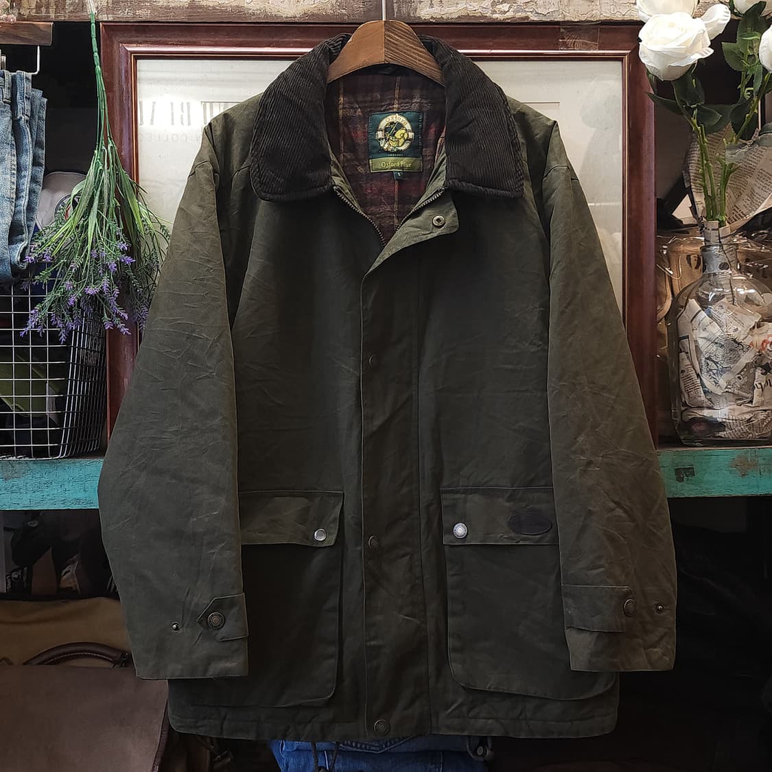 90s 잉글랜드 컨트리 올리브 그린 왁스자켓 헌팅자켓 파카 s 상품이미지1
