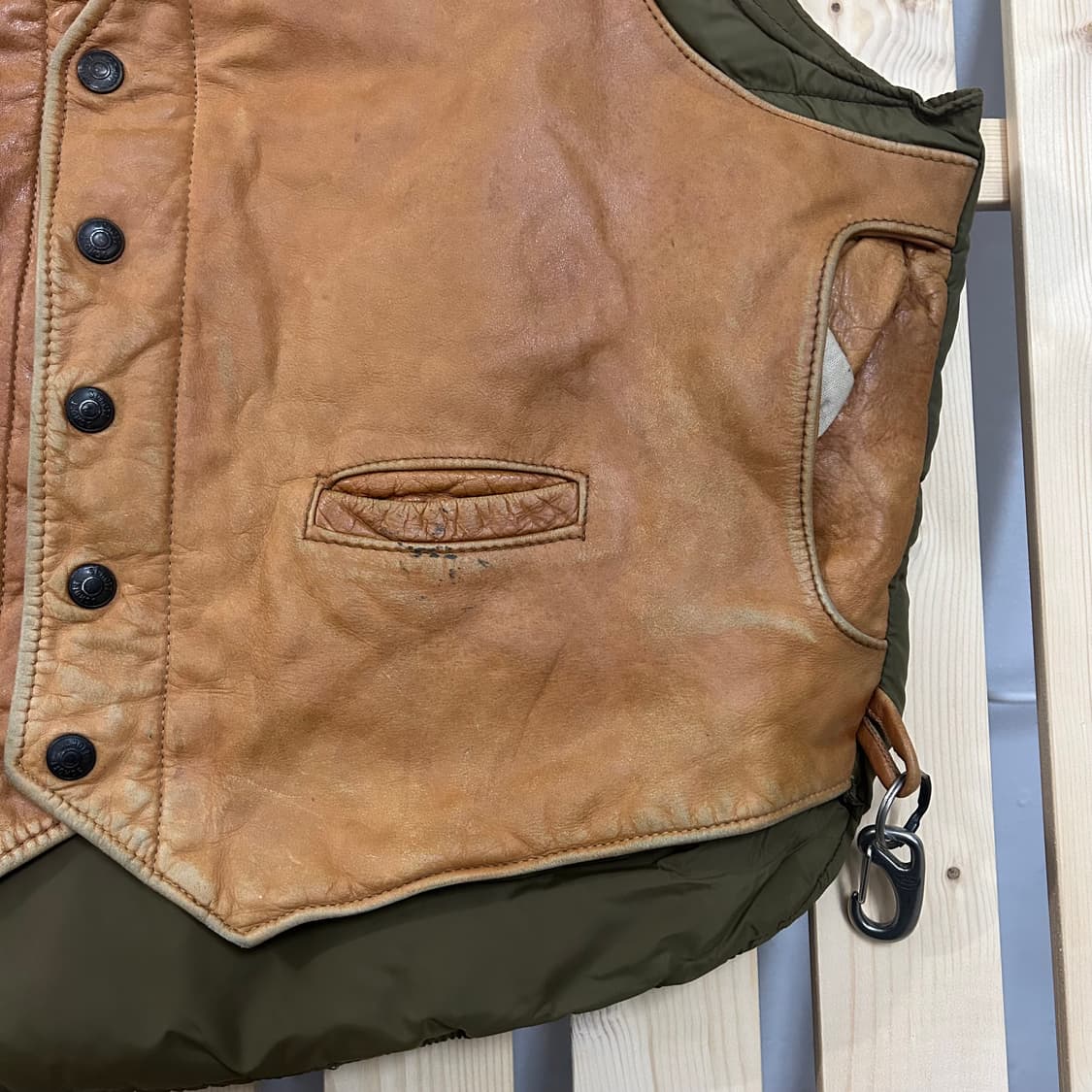  (48) Schott 쇼트 가죽 패딩 베스트 브라운 상품이미지3