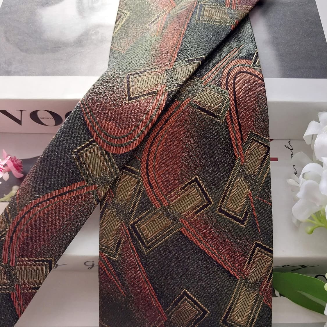 Cerruti Tie - Dark Green Abstract Jacqua 상품이미지4